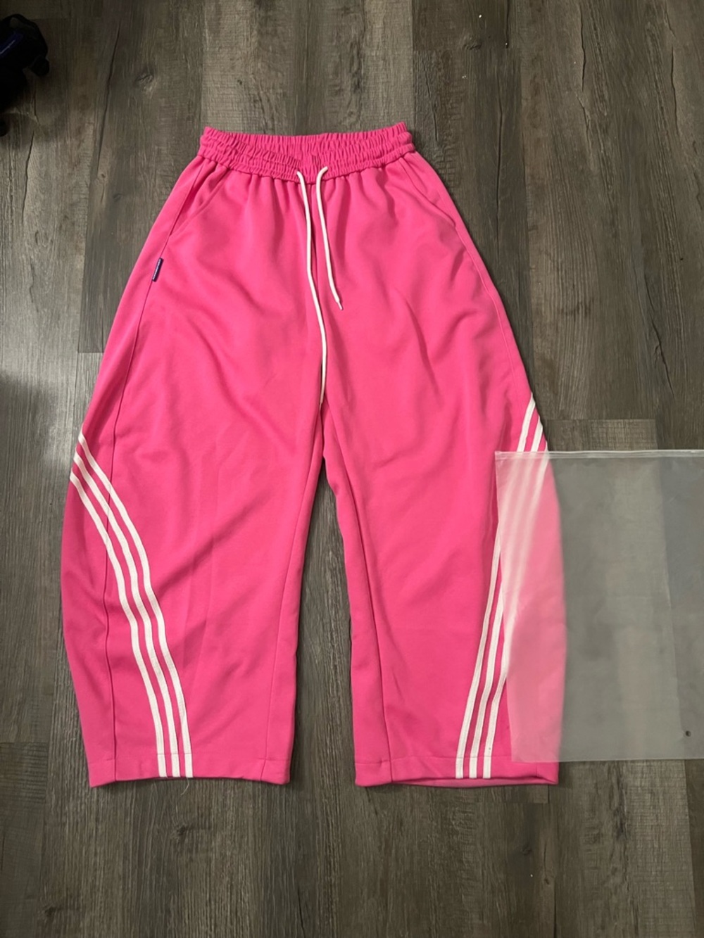 Woolenmaker Men's Pink Athletic Joggers with White Stripe Detail